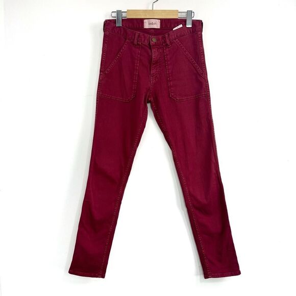Ba&sh CSALLY - Red Slim-fit cotton jeans Sz 24 - Picture 3 of 16